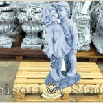 Statuetă copil și fetiță, gri antichizat, model S101.