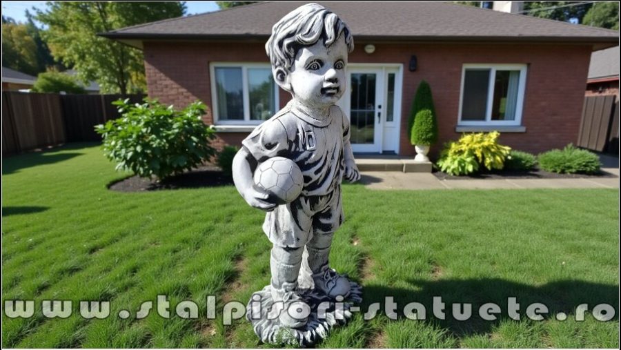 Statuetă fotbalist junior, gri antichizat, model S102. (1)