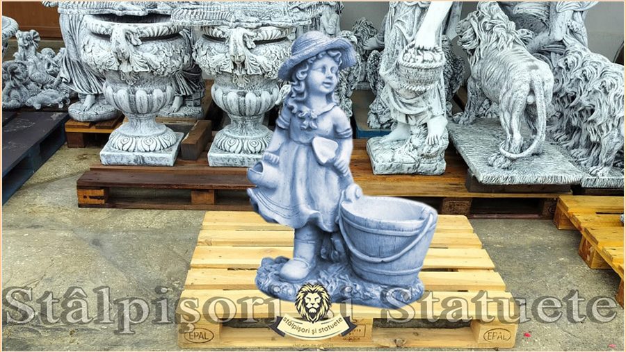 Statuetă micuța grădinăreasă, gri antichizat, model S103.