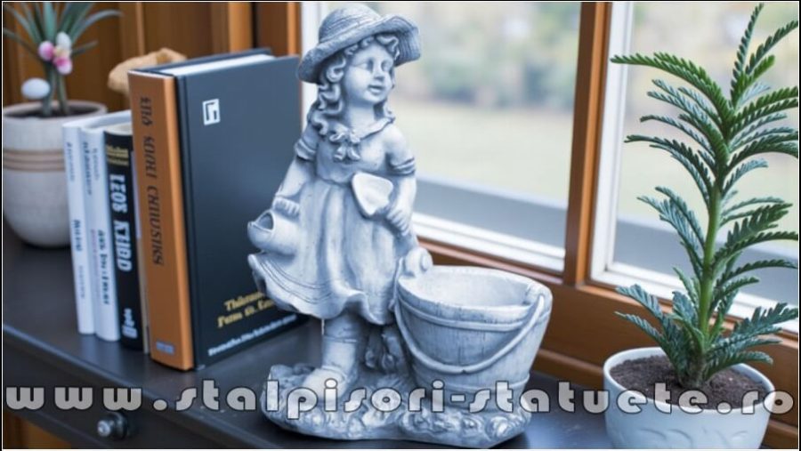 Statuetă micuța grădinăreasă, gri antichizat, model S103. (1)