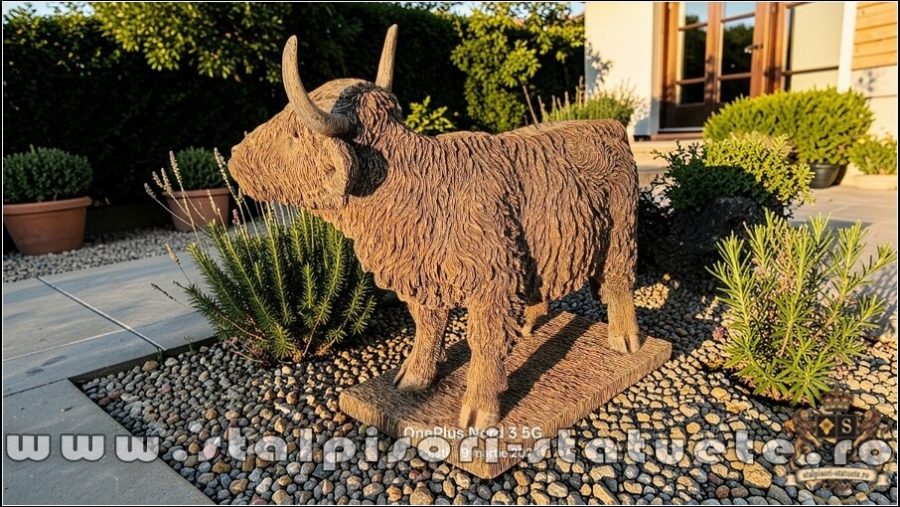 Statuetă văcuță Highland, galben patinat, model S106. (5)