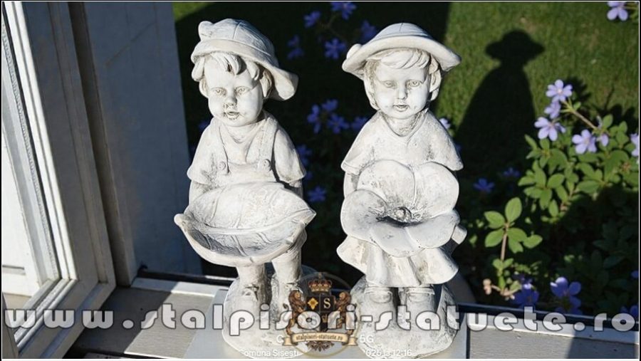 Statuete hrănitoare de păsări, gri antichizat, model S111. (1)