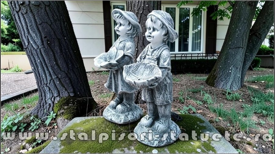 Statuete hrănitoare de păsări, gri antichizat, model S111. (8)