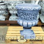 Vază ornament cu picior, gri patinat, model V7.