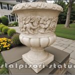 Vază ornament cu picior, galben patinat, model V7.