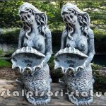 Set două sirene cu scoică, gri patinat, model S49 (2).