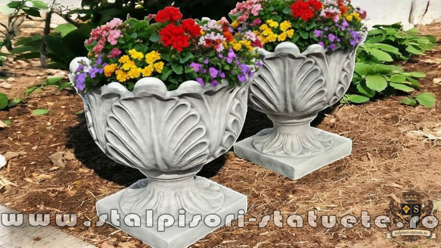 Vază ornament model lalea, gri patinat, model V9. (4)