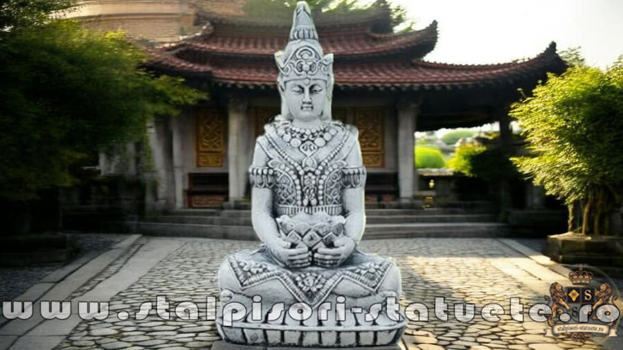 Statuetă Buddha Kwan Yin, gri antichizat, model S8. (1)