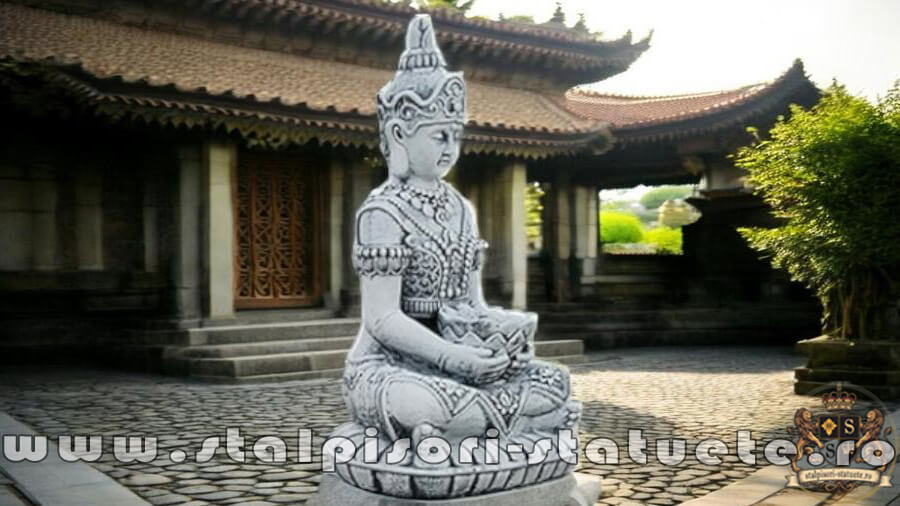 Statuetă Buddha Kwan Yin, gri antichizat, model S8. (2)