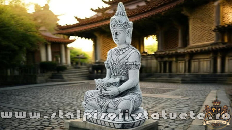 Statuetă Buddha Kwan Yin, gri antichizat, model S8. (3)