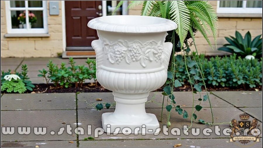 Vază vița-de-vie, alb marmorat, model V4. (1)