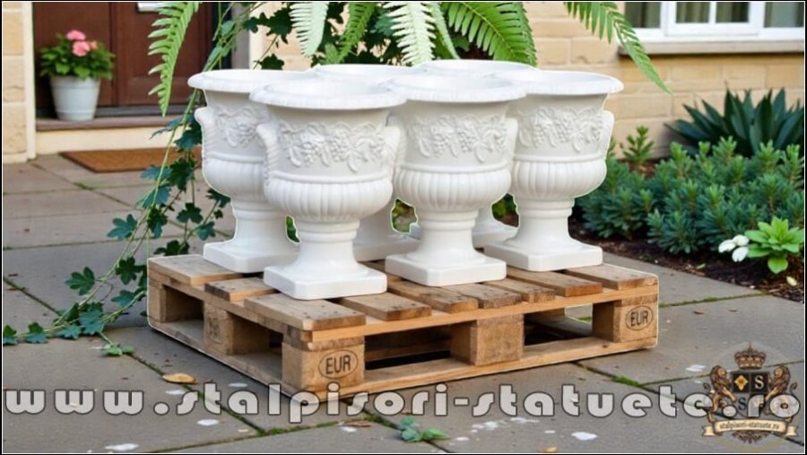 Vază vița-de-vie, alb marmorat, model V4. (3)