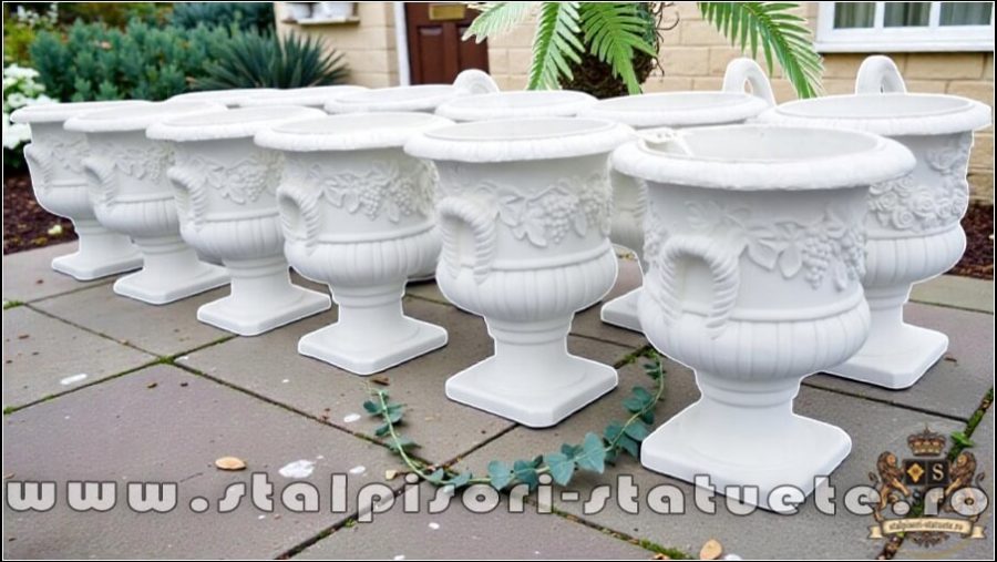 Vază vița-de-vie, alb marmorat, model V4. (4)