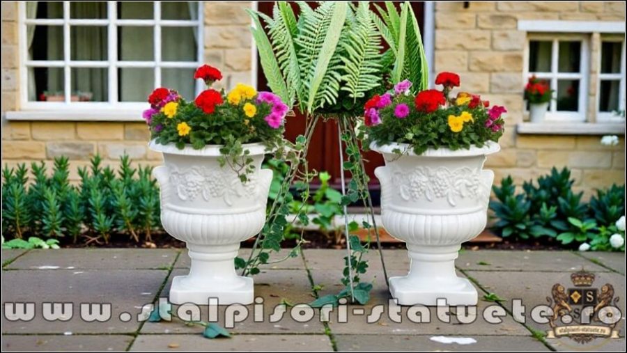 Vază vița-de-vie, alb marmorat, model V4. (5)