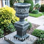 Set vază cu soclu, gri patinat, model V7-S107.