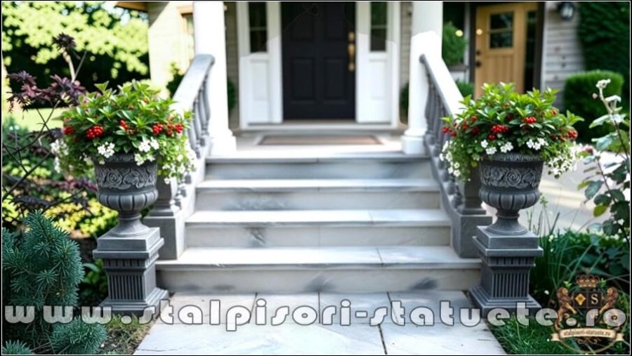 Set vază cu soclu, gri patinat, model V7-S107. (5)