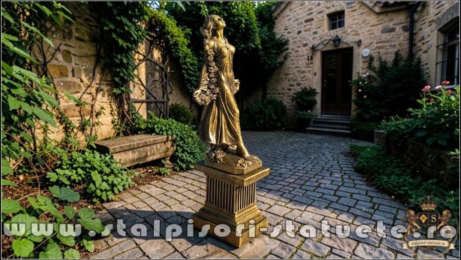 Statuetă zeiţa Flora, auriu patinat, model S5. (2)