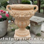 Vază ornament mare cu picior, galben patinat, model V6.