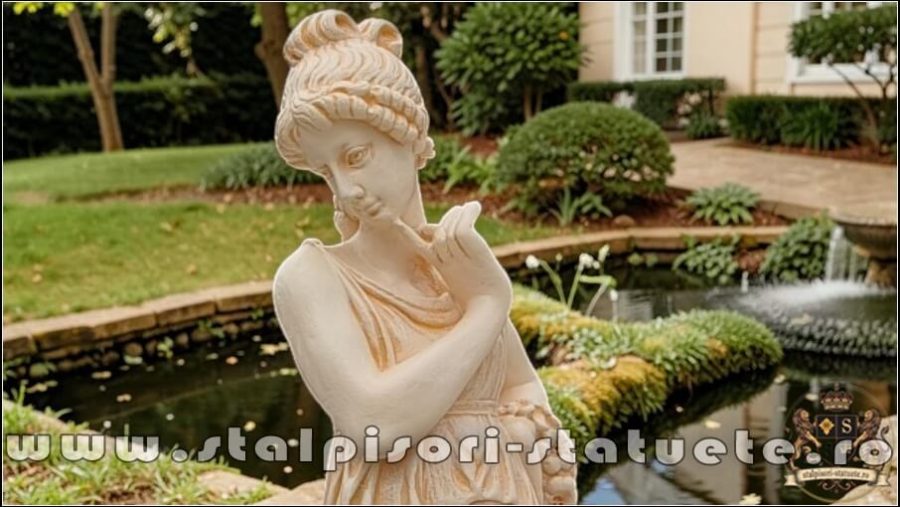 Statuetă domnița cu coroniță, galben patinat, model S44. (1)