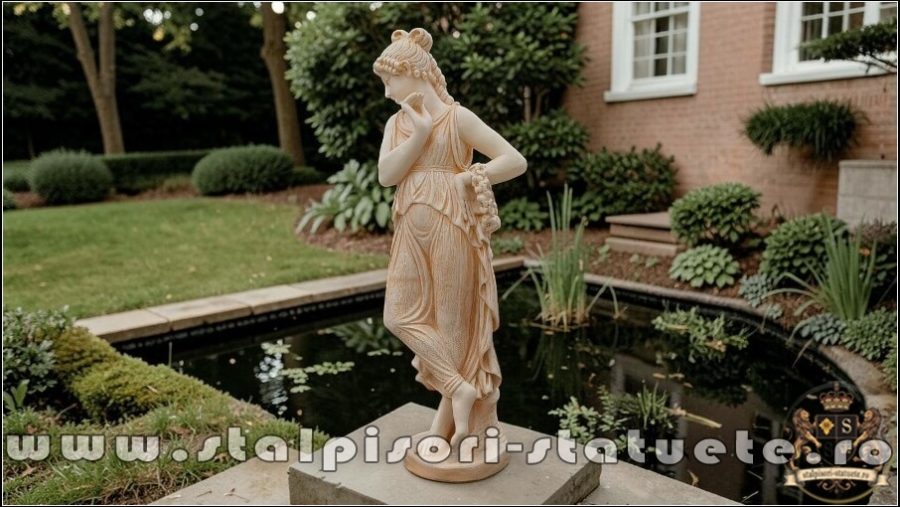 Statuetă domnița cu coroniță, galben patinat, model S44. (3)