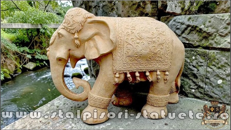 Statuetă elefant mare, gri patinat, model S54. (1)