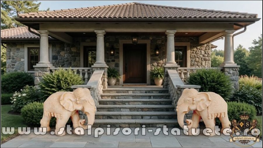 Statuetă elefant mare, gri patinat, model S54. (5)