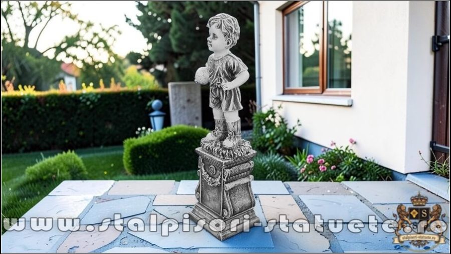 Statuetă fotbalist junior pe stativ, gri antichizat, model S102-S109. (3)