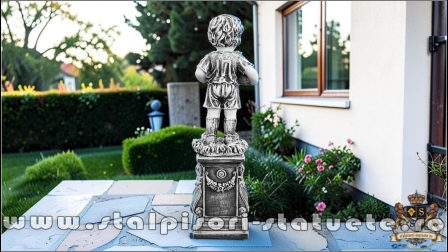 Statuetă fotbalist junior pe stativ, gri antichizat, model S102-S109. (4)