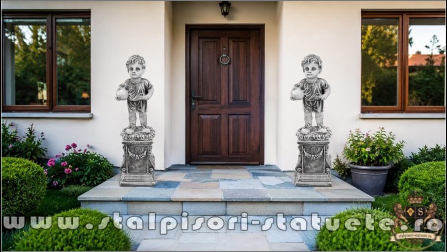 Statuetă fotbalist junior pe stativ, gri antichizat, model S102-S109. (5)