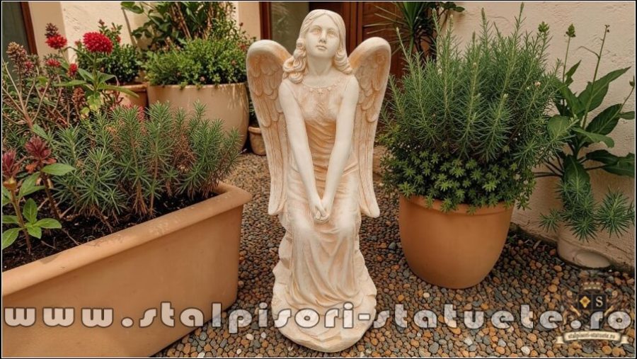 Statuetă îngeraș mare, galben patinat, model S9. (1)