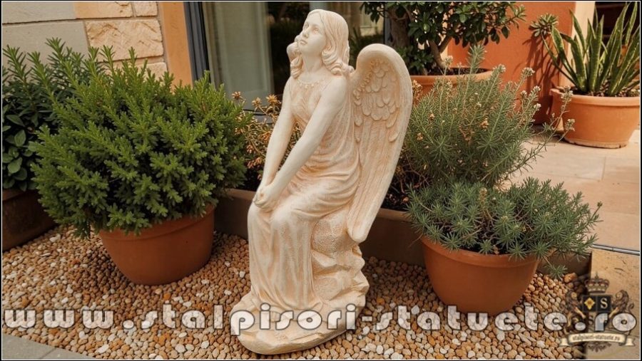 Statuetă îngeraș mare, galben patinat, model S9. (3)
