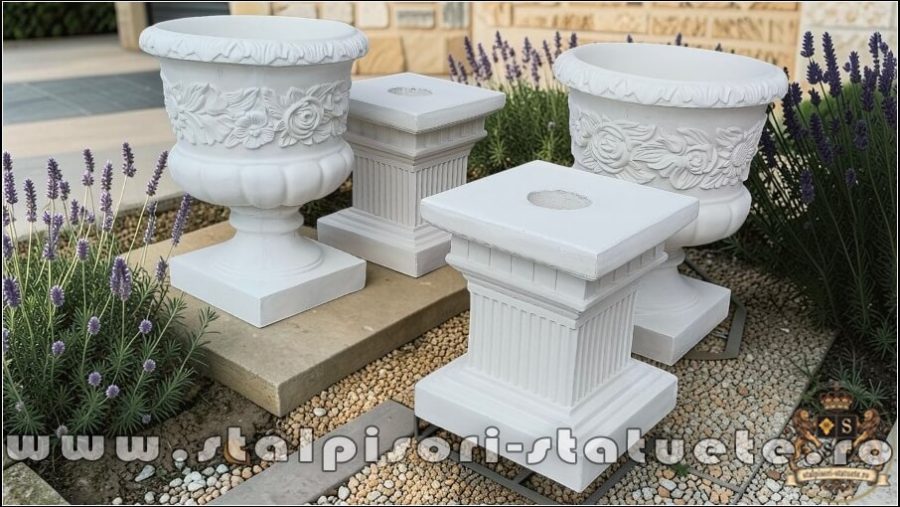 Set vază cu soclu, alb, model V7-S107. (3)