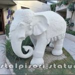 Statuetă elefant mare, alb marmorat, model S54.