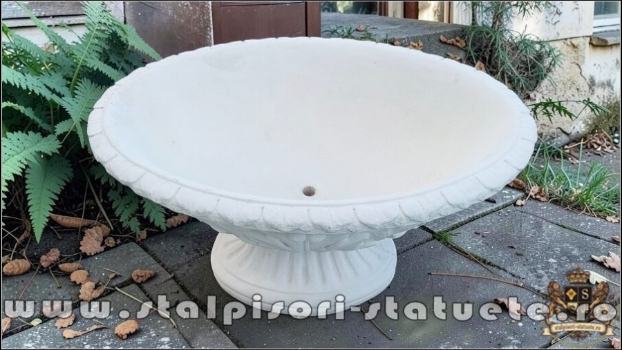 Vază mare, ornament stejar, alb marmorat, model V5. (4)