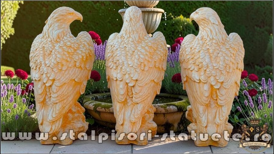 Set 3 vulturi, acvile, șoimi, uliu, galben antichizat, model S82. (4)