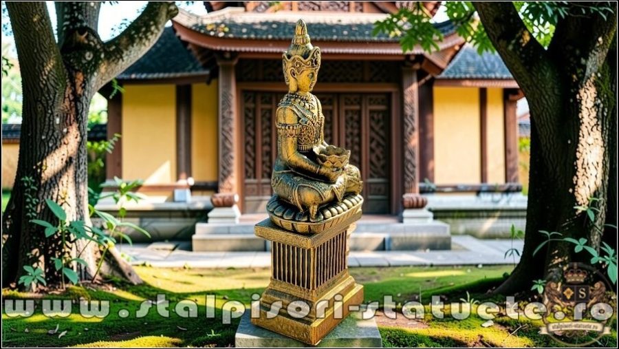 Statuetă Buddha Kwan Yin, auriu antichizat, model S8 (2). (2)
