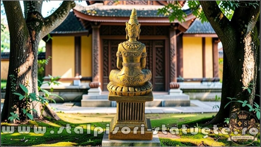 Statuetă Buddha Kwan Yin, auriu antichizat, model S8 (2). (4)