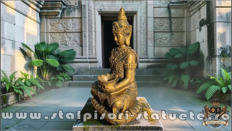 Statuetă Buddha Kwan Yin, auriu antichizat, model S8. (3)