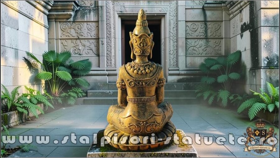 Statuetă Buddha Kwan Yin, auriu antichizat, model S8. (4)