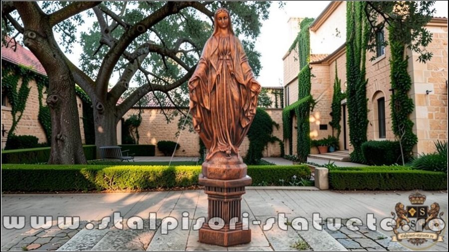 Statuetă fecioara Maria, arămiu antichizat, model S97. (2)