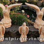 Set 5 statuete vulturi, galben patinat, model S35-S82.
