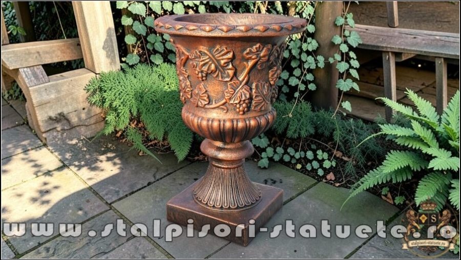 Vază ornament cu picior, arămiu patinat, model V1. (3)