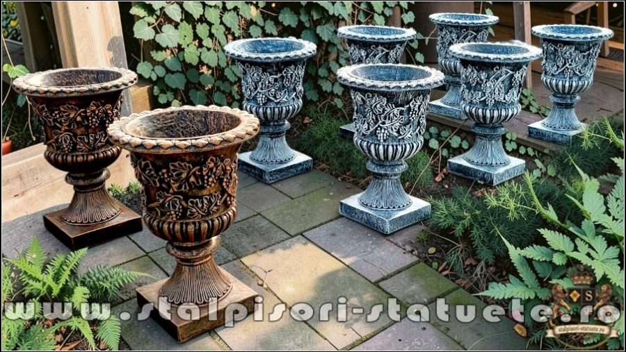 Vază ornament cu picior, arămiu patinat, model V1. (4)