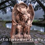 Gargoyles, satana, diavol pe tron, terracotta patinat, model S74.