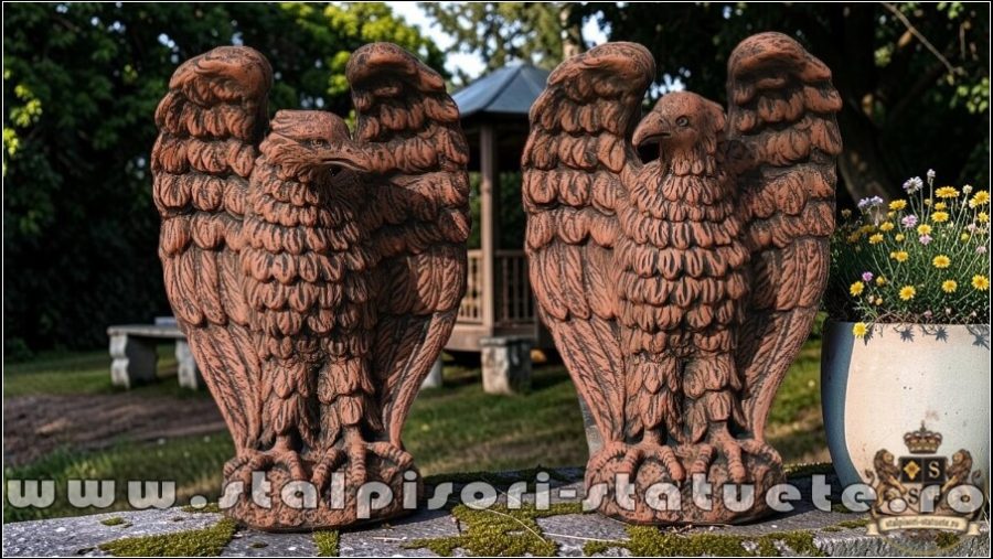 Statuetă vultur, acvilă, șoim, uliu, terracotta patinat, model S13. (1)