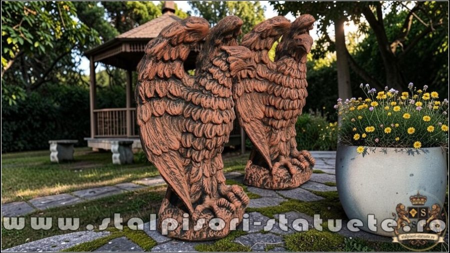 Statuetă vultur, acvilă, șoim, uliu, terracotta patinat, model S13. (2)