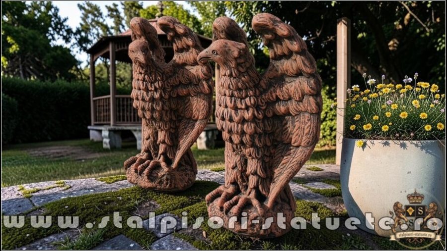 Statuetă vultur, acvilă, șoim, uliu, terracotta patinat, model S13. (3)