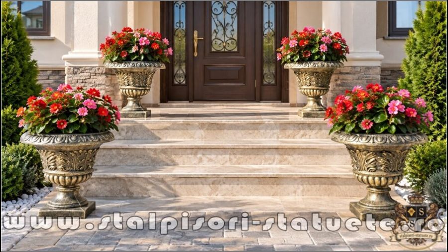 Vază ornament stejar cu picior, auriu patinat, model V3. (5)