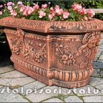 Jardinieră ornament flori, terracotta antichizat, model J8.