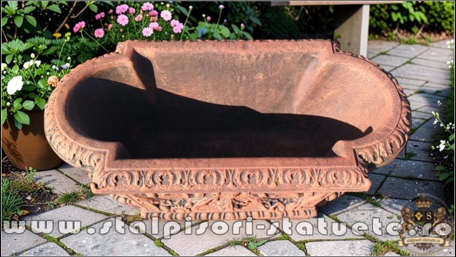 Jardinieră ornament flori, terracotta antichizat, model J8. (4)